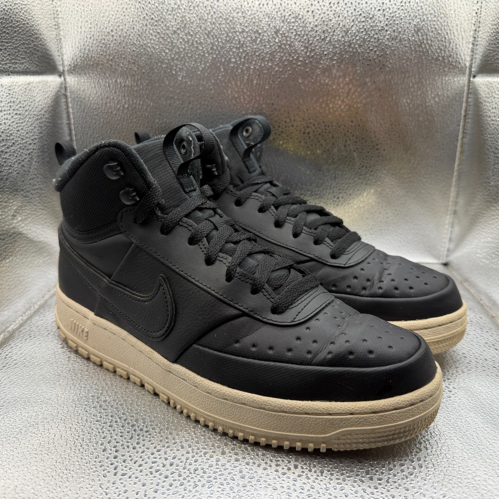 Size 9 Nike Court Vision Mid Black Mens Lace-Up Athletic Sneakers DR7882-002